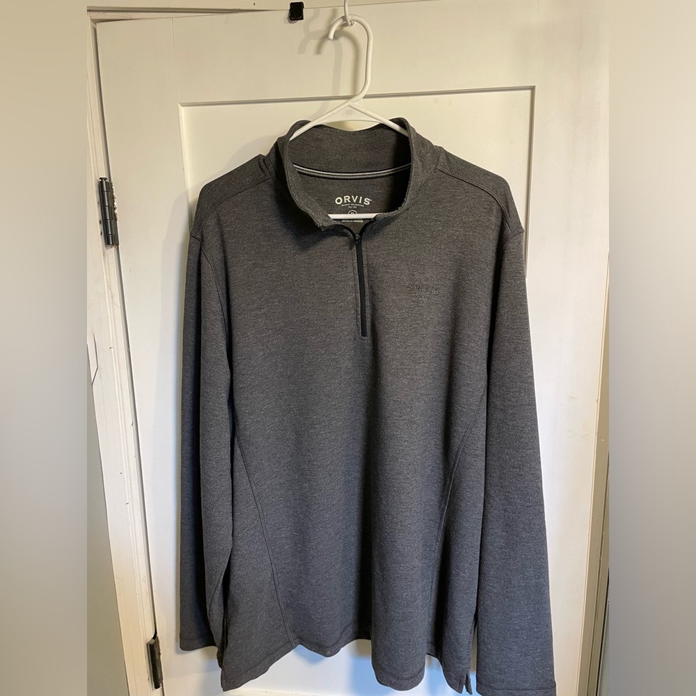 Orvis Sweatshirt Large 1/4 Zip Pullover Polyester Stretch